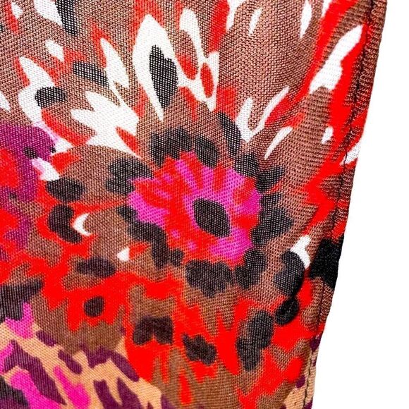 Floral soft rayon floral large breathable scarf red, pink, black, brown, & white - Picture 6 of 9